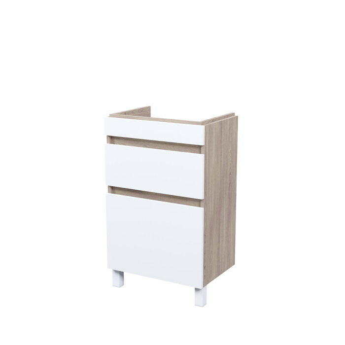 Тумба напольная с ящиками, 50 см, белая/под дерево, Zodiac, IDDIS, ZOD5ABFi95