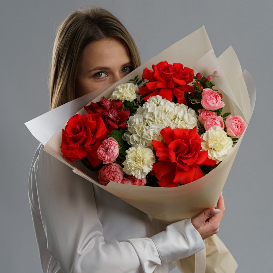 Авторский  букет с французской розой "Нина"