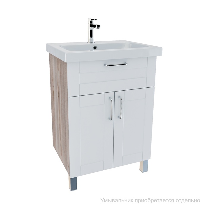 Тумба напольная, 60 см, белая/под дерево, New Sena, IDDIS, NSE60W2i95