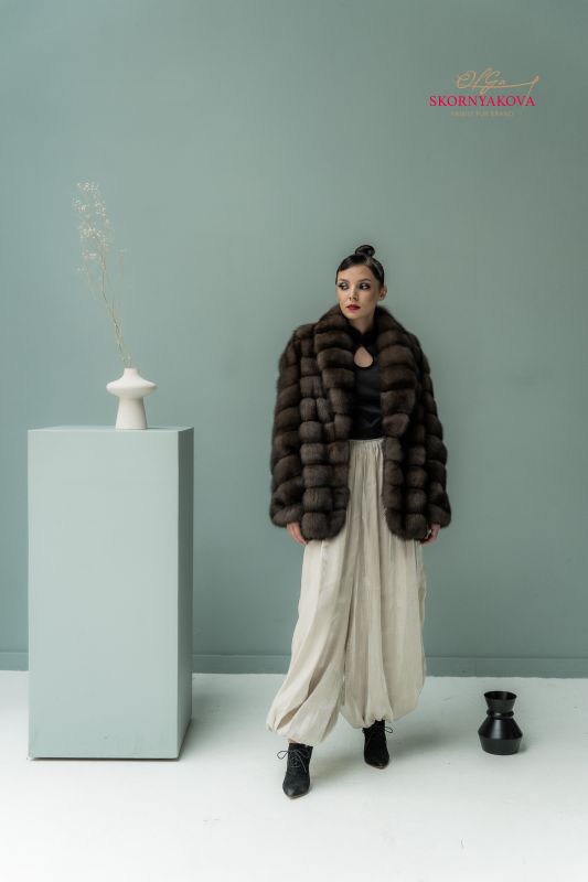 Соболиная шуба автоледи с рукавом "винт"