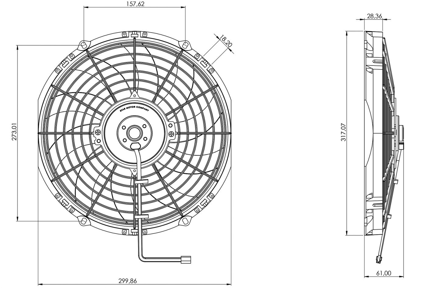 STR105 ОСЕВОЙ ВЕНТИЛЯТОР 11" ДЮЙМОВ 120 ВАТТ 12 ВОЛЬТ PULL / ВСАСЫВАЮЩИЙ
