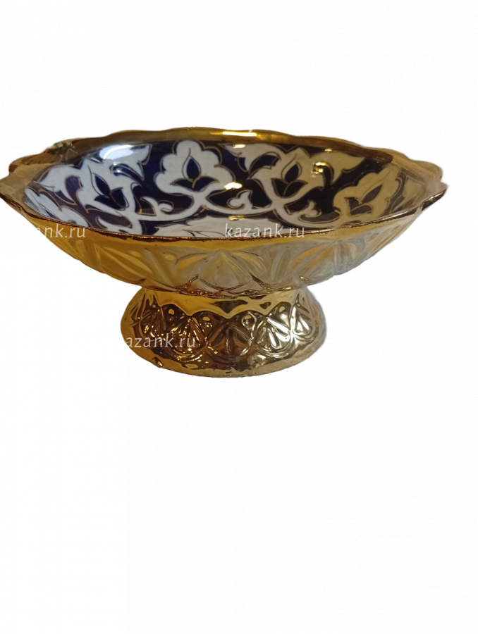 Конфетница "Пахта" синяя в золоте