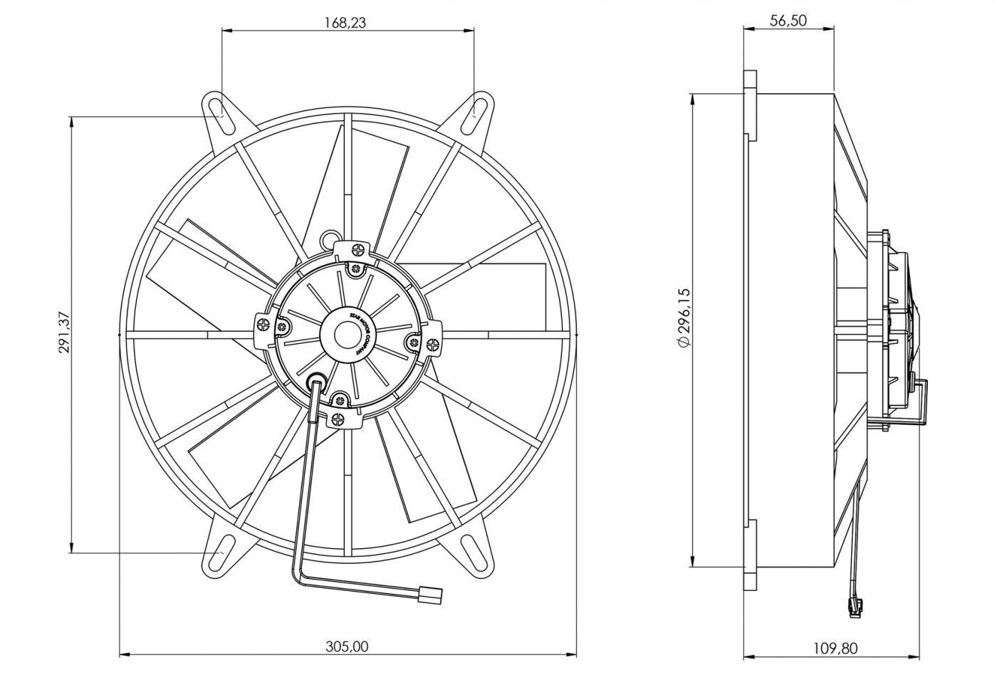 STR180 ОСЕВОЙ ВЕНТИЛЯТОР 11" ДЮЙМОВ 170 ВАТТ 12 ВОЛЬТ PULL / ВСАСЫВАЮЩИЙ