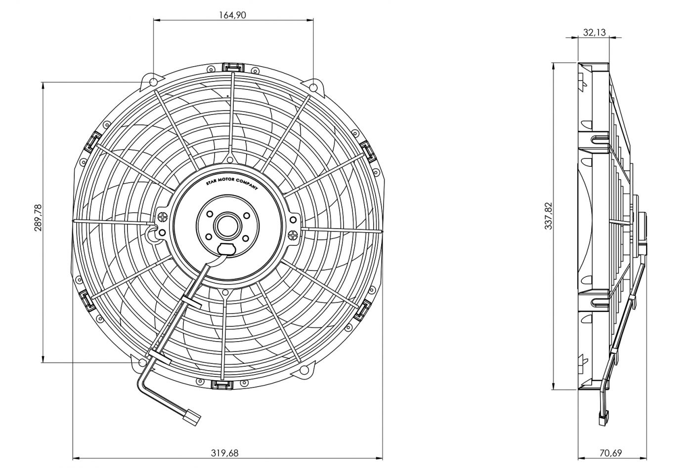 STR156 ОСЕВОЙ ВЕНТИЛЯТОР 12" ДЮЙМОВ 80 ВАТТ 24 ВОЛЬТ PUSH / ТОЛКАЮЩИЙ