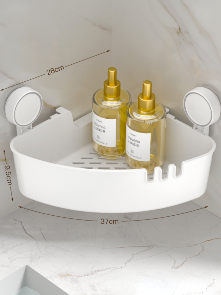 Полка для ванной комнаты без сверления угловая на присосках