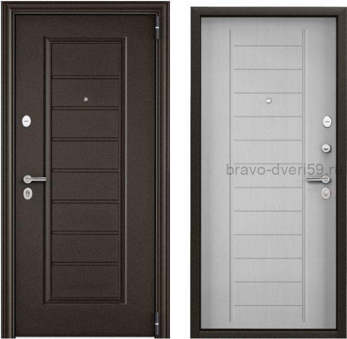 DELTA PRO MP Букле коричневый / ПВХ Дуб белый матовый квартирная дверь