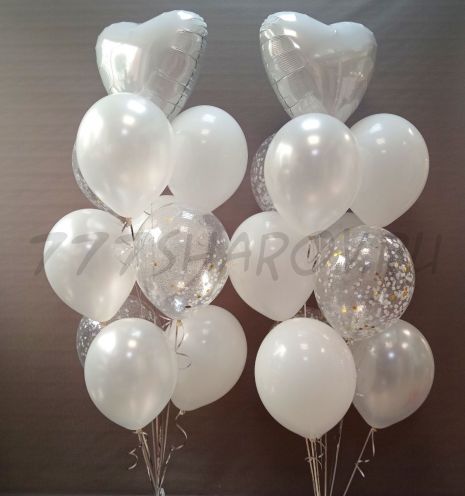 БУКЕТ ШАРОВ "БЕЛОСНЕЖНЫЙ"  С ГЕЛИЕМ.