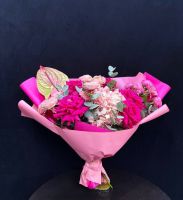 Букет с французскими розами, кустовой пионовидной розой и антуриумом "Волшебное воспоминание"