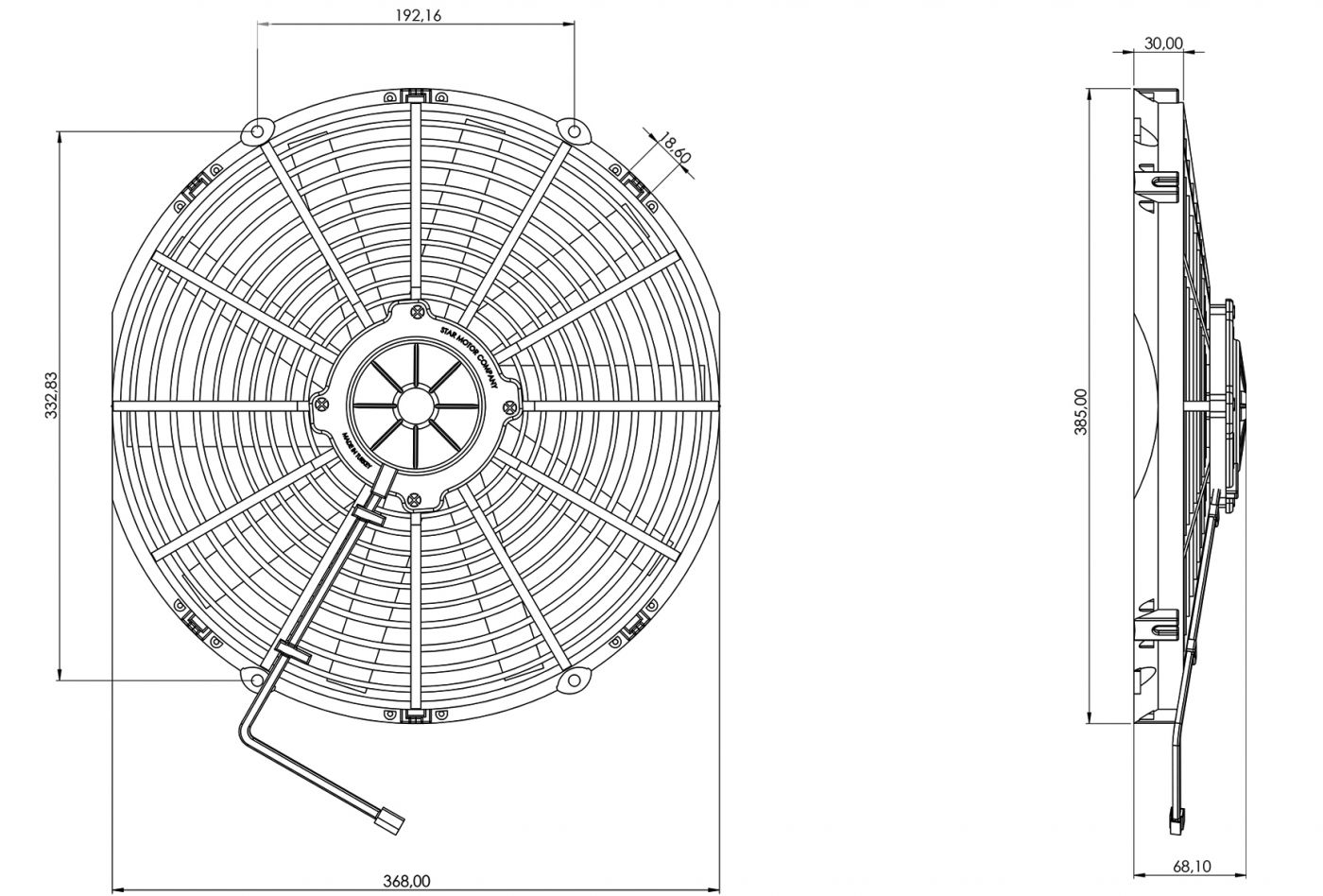 STR121 ОСЕВОЙ ВЕНТИЛЯТОР 14" ДЮЙМОВ 120 ВАТТ 12 ВОЛЬТ PULL / ВСАСЫВАЮЩИЙ