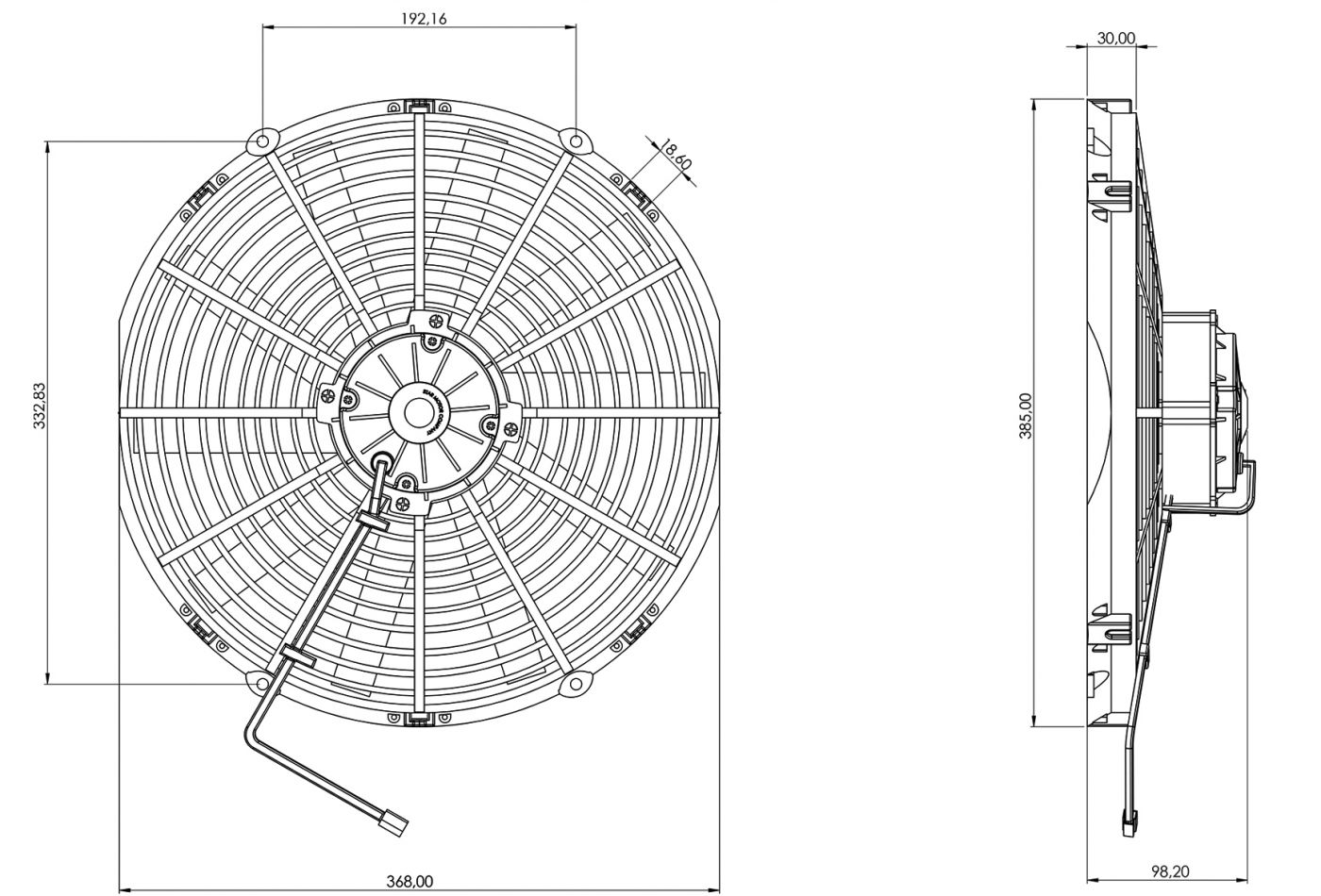 STR126 ОСЕВОЙ ВЕНТИЛЯТОР 14" ДЮЙМОВ 170 ВАТТ 24 ВОЛЬТ PULL / ВСАСЫВАЮЩИЙ