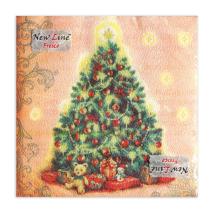 Салфетки новогодние бумажные «Ёлка», 33×33 см, 2 слоя 20 шт.