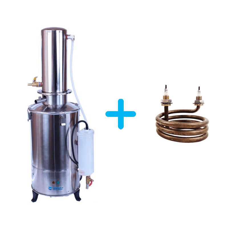 Комплект: Электрический аквадистиллятор Labdevices-5LIII на 5 литров +  запасной ТЭН