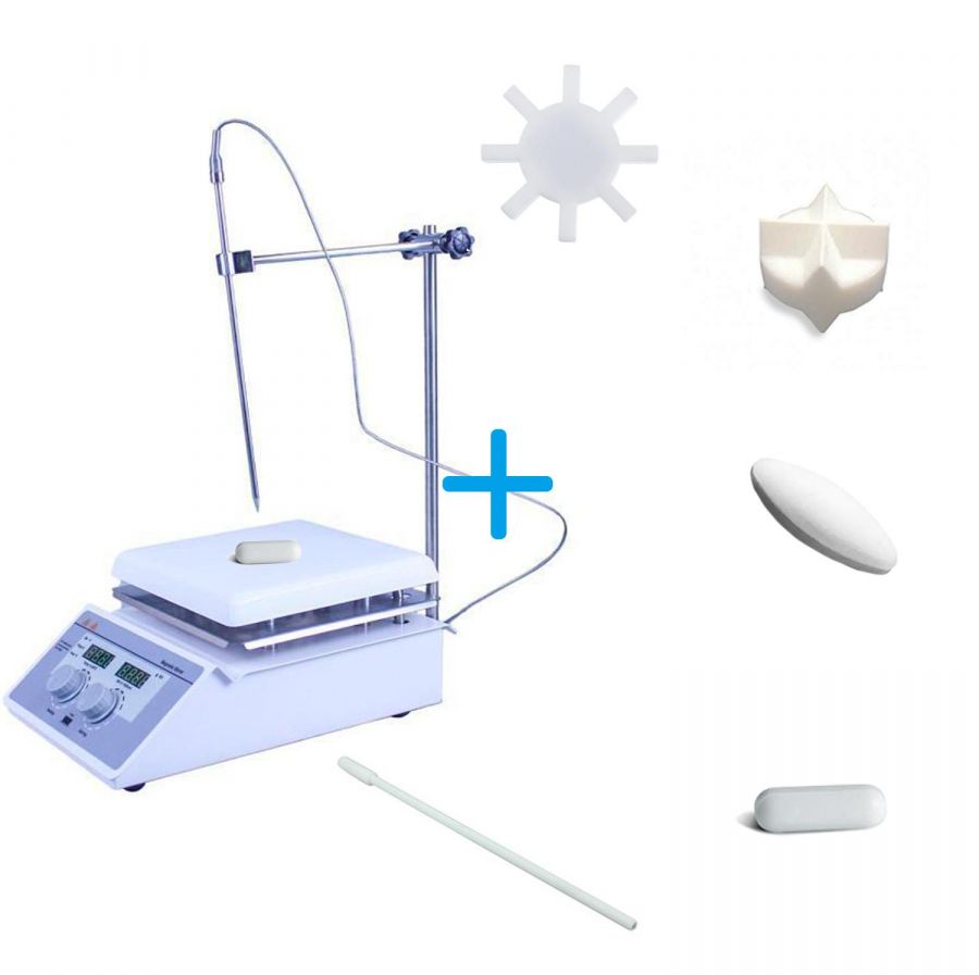 Комплект: Магнитная мешалка с нагревом Labdevices-20D на 20 литров + 4 якоря