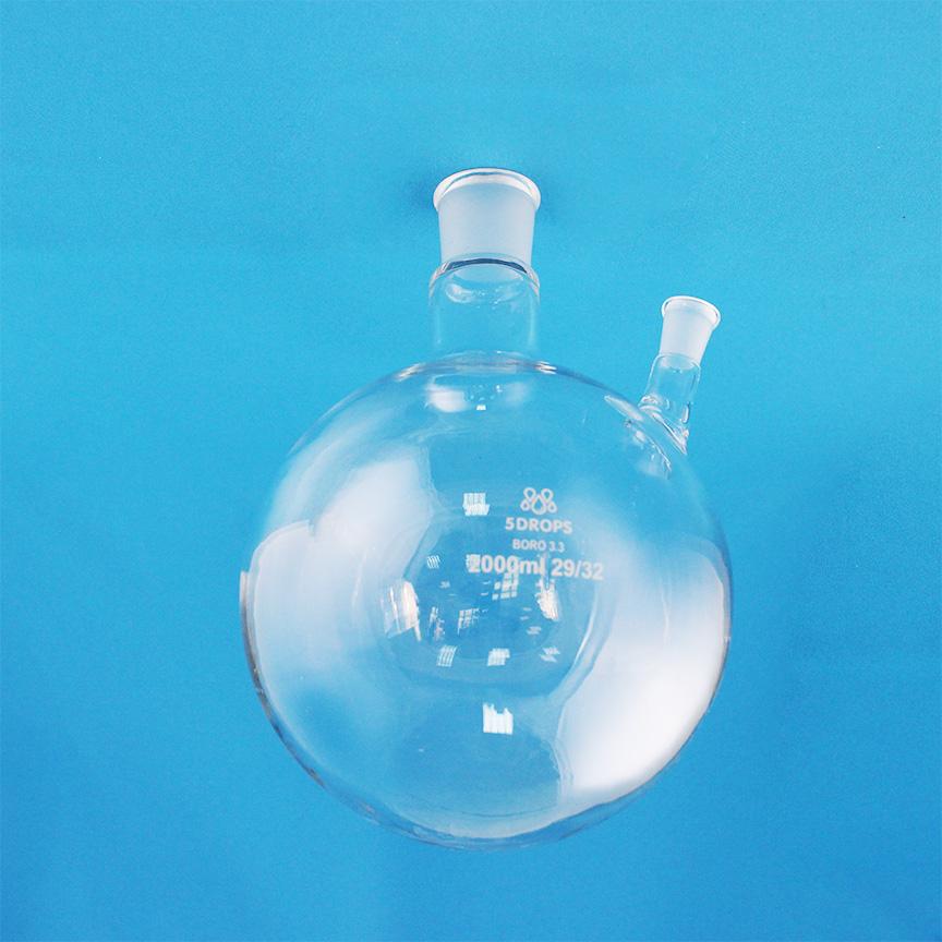 Колба круглодонная двугорлая Labdevices КГУ-2-1-2000, на 2000 мл, шлифы 29/32-14/23