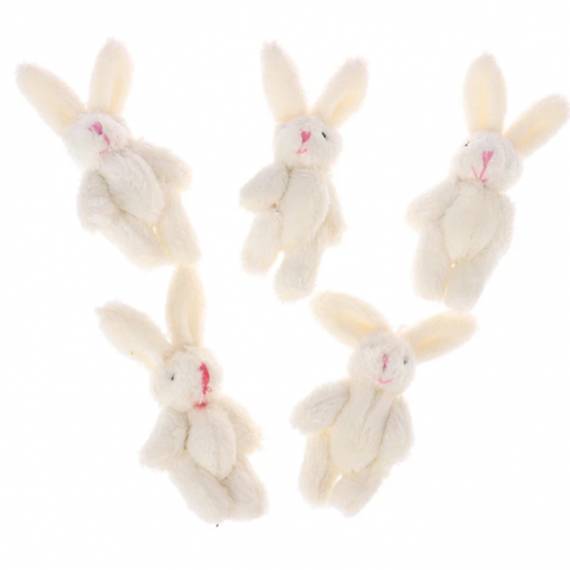 Игрушка для куклы КРОЛИК плюшевый 85 мм цвет молочный 1 штука (DZF-BMK.85)