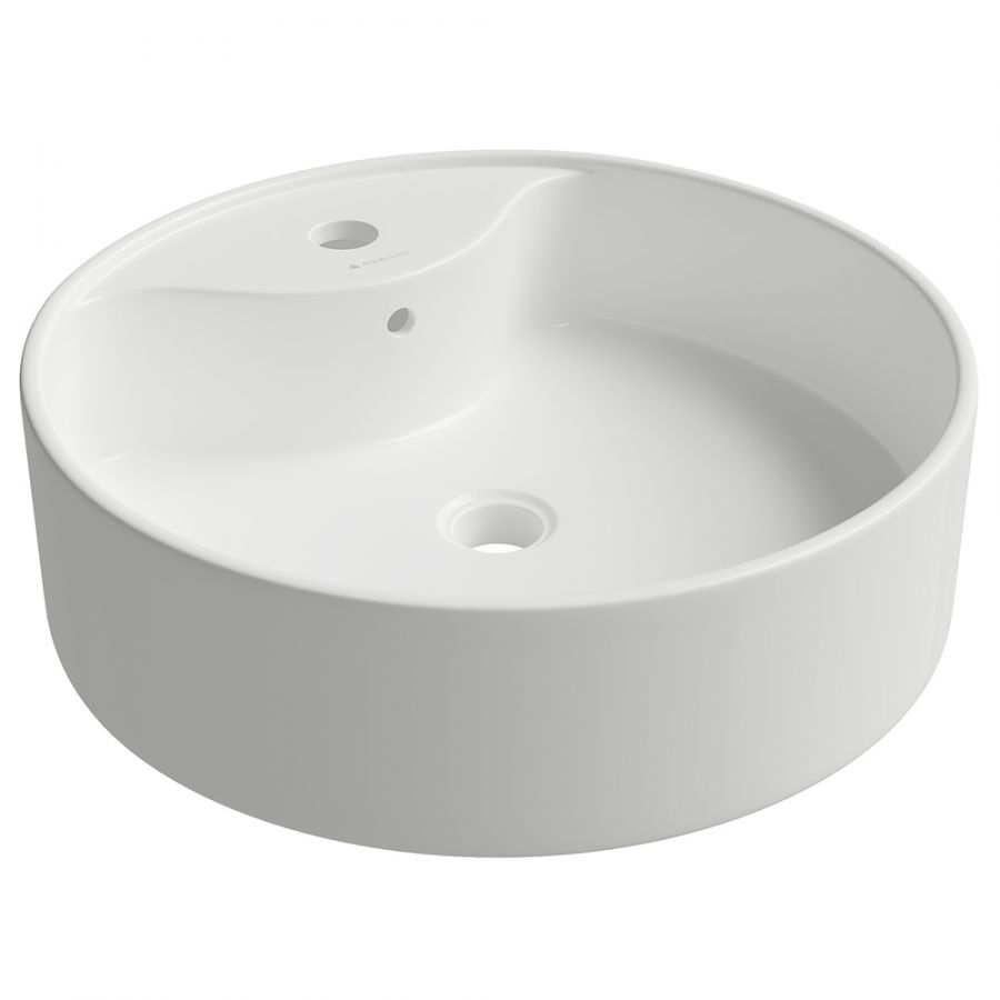 Aqueduto ESPIRAL Раковина накладная круглая с отверстием под смеситель D460, белый глянцевый