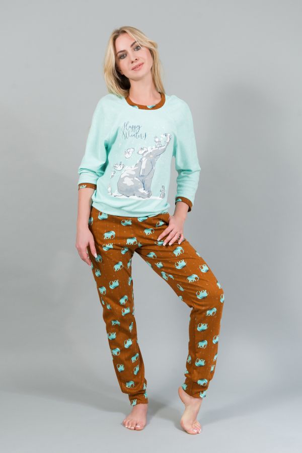 Женская пижама с брюками и кофтой 179 [ментол]
