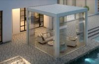 Пергола биоклиматическая Aquaviva Авангард, монтаж к стене (ручное управление ламелями)