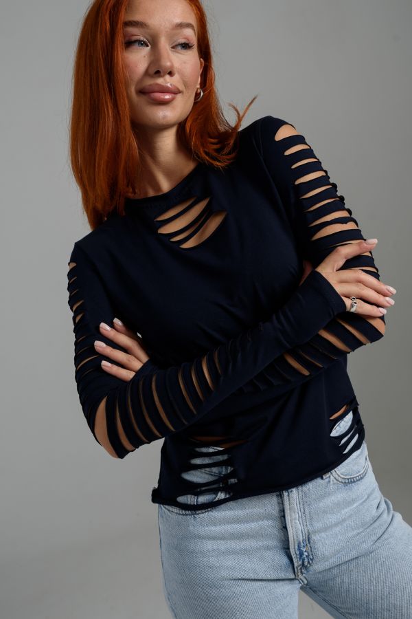 7476 Лонгслив женский [темно-синий]