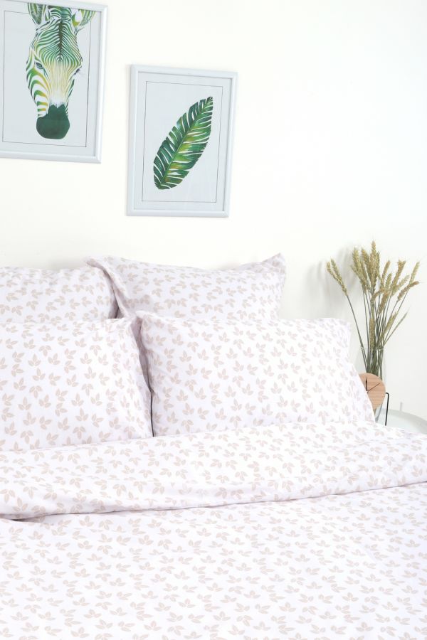 Пододеяльник поплин Первые листочки [белый]