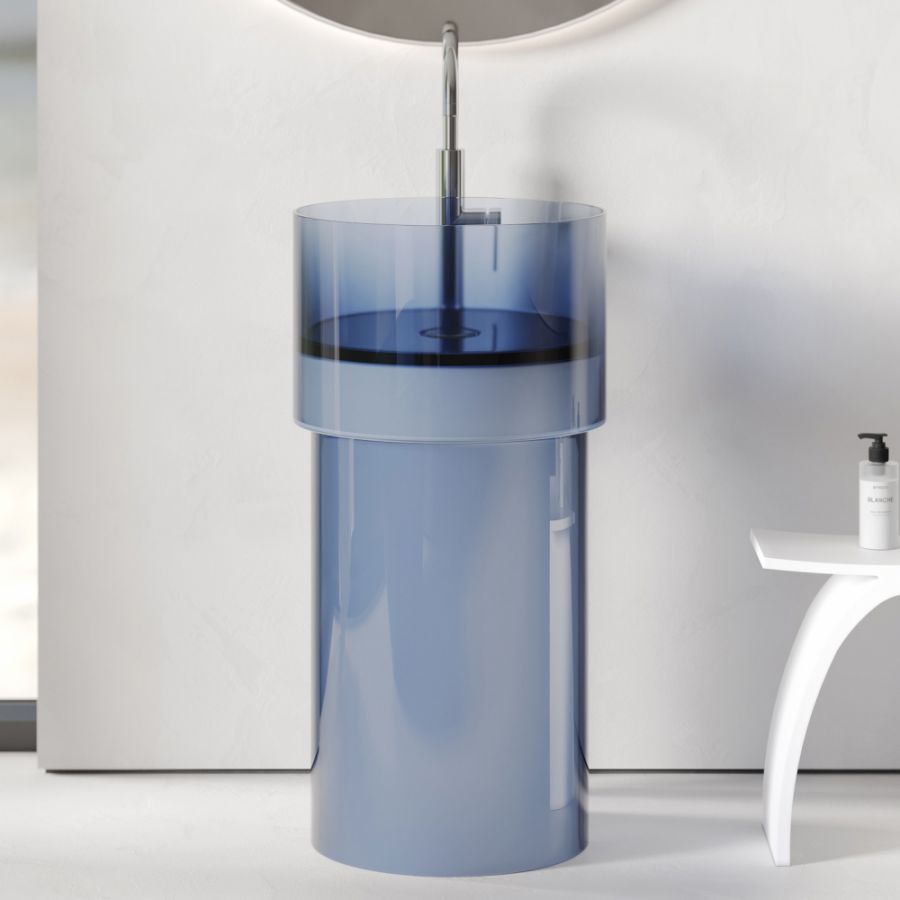 Раковина отдельностоящая прозрачная ABBER Kristall AT2701Saphir-H синяя