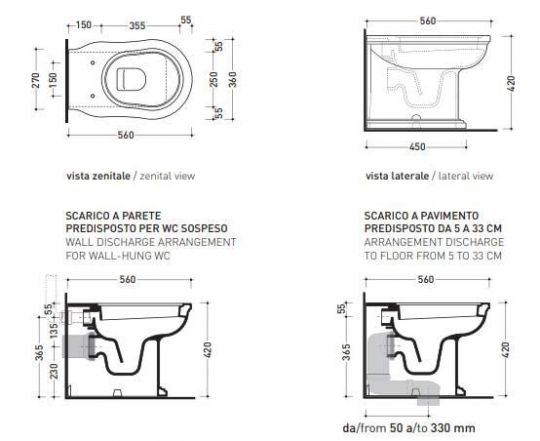 Напольный приставной унитаз Flaminia Efi Back To Wall WC схема 3