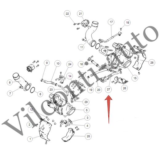 ТРУБКА СЛИВА МАСЛА ПРАВОЙ ТУРБИНЫ TANK 500 1118350XEZ01 100% ОРИГИНАЛ