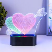 Светильник сенсорный "2 сердца" LED USB (90см) от батареек 3xАА черный 18х5,5х18 см