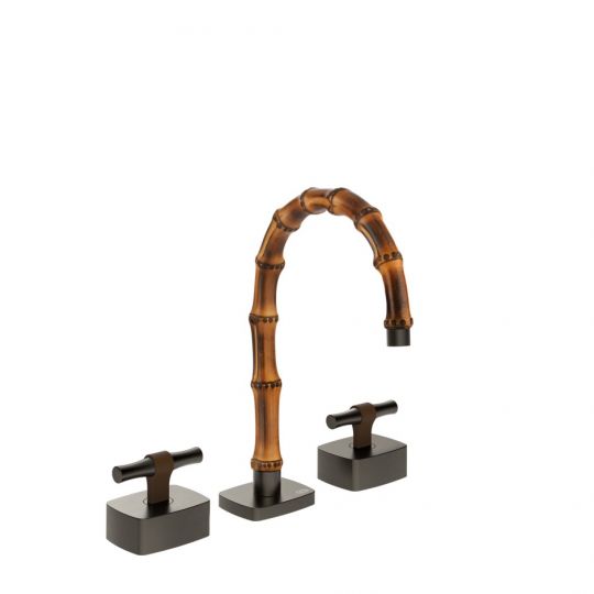 Смеситель для раковины Gessi Jacqueline 77013 с низким изливом и металлическим Т-образным вентилем на 3 отверстия схема 4