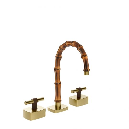 Смеситель для раковины Gessi Jacqueline 77013 с низким изливом и металлическим Т-образным вентилем на 3 отверстия схема 9