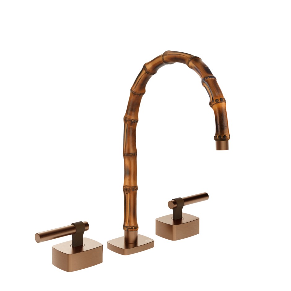 Смеситель для раковины Gessi Jacqueline 77015 со средним изливом и металлическим Г-образным вентилем на 3 отверстия ФОТО