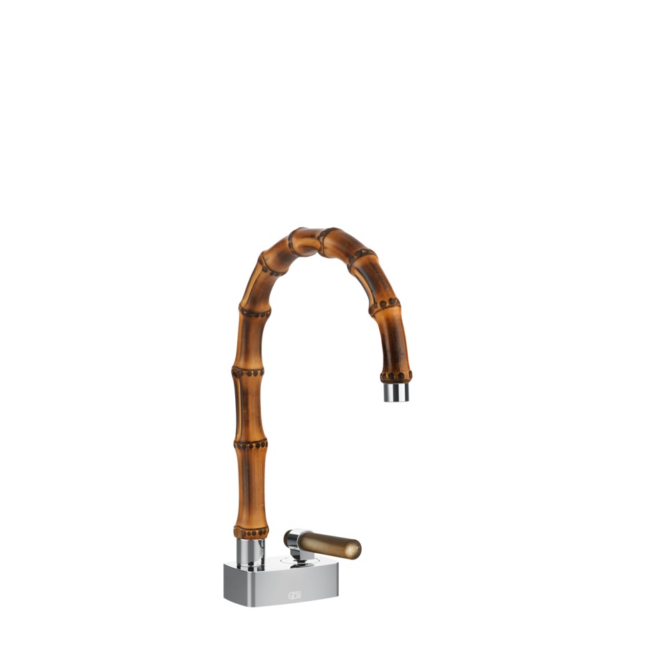 Изображение Смеситель для раковины Gessi Jacqueline 77201 с низким поворотным изливом и вентилем под дерево без донного клапана