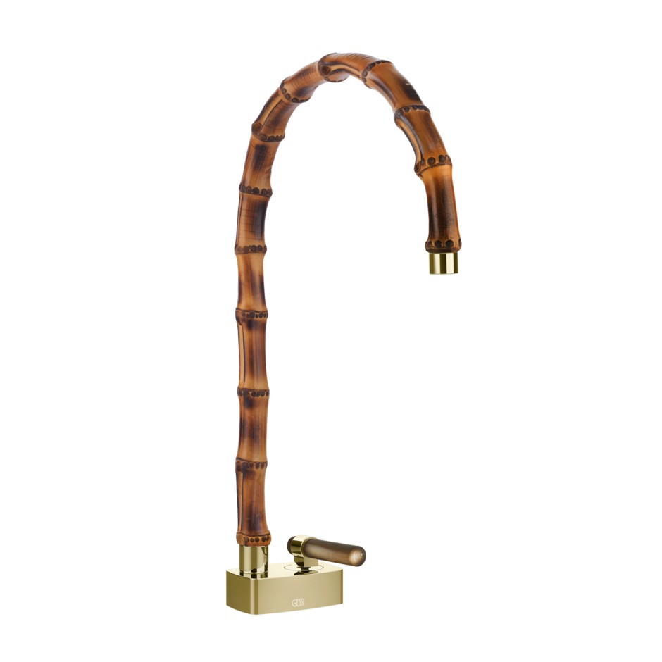 Смеситель для раковины Gessi Jacqueline 77203 с высоким поворотным изливом и вентилем под дерево без донного клапана ФОТО