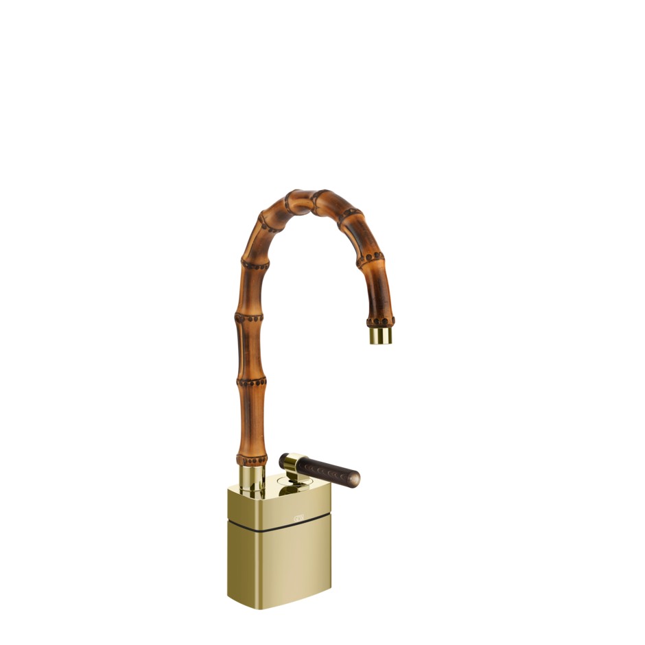 Смеситель для раковины Gessi Jacqueline 77227 средний с низким поворотным изливом и вентилем под дерево ФОТО