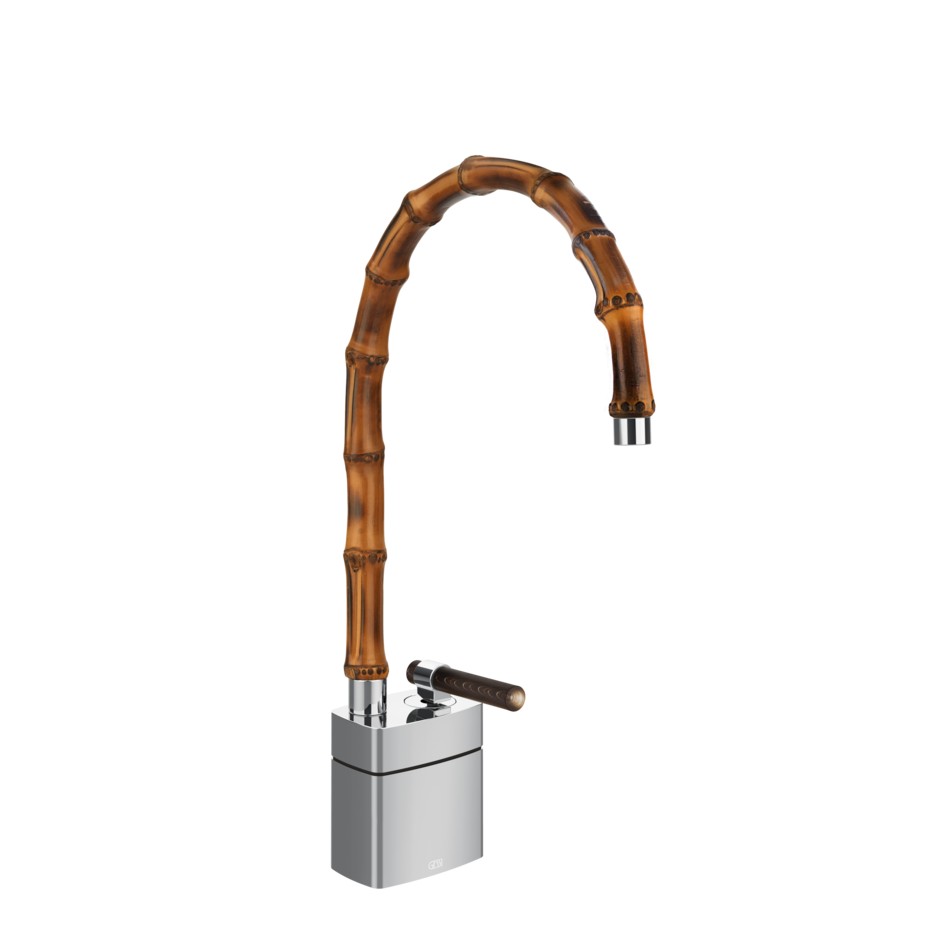 Смеситель для раковины Gessi Jacqueline 77229 средний со средним поворотным изливом и вентилем под дерево