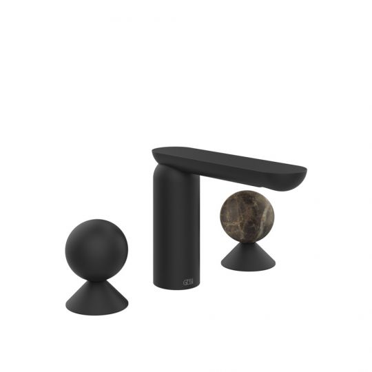 Смеситель для раковины Gessi Perle 74015 без донного клапана, с вентилями-сферами из металла и мрамора Emperador Dark схема 7 Смеситель для раковины Gessi Perle 74015 без донного клапана, с вентилями-сферами из металла и мрамора Emperador Dark схема 7