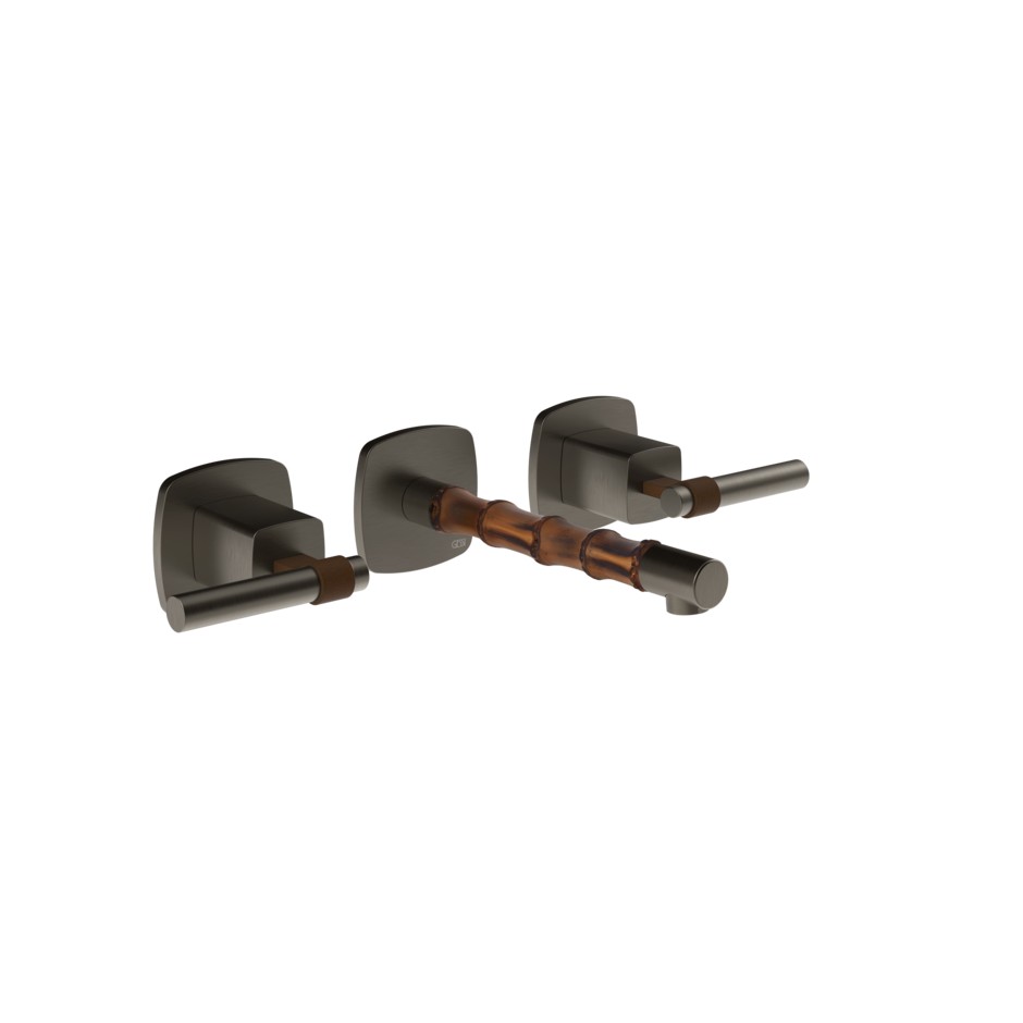 Смеситель для раковины встраиваемый Gessi Jacqueline 77090 на 3 отверстия с металлическим Г-образными вентилями ФОТО