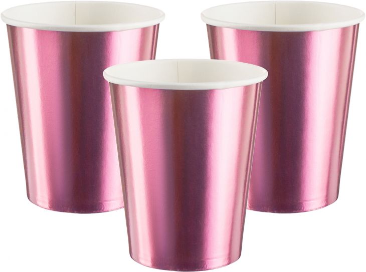 Стаканы (250 мл) Розовый, Металлик, 6 шт