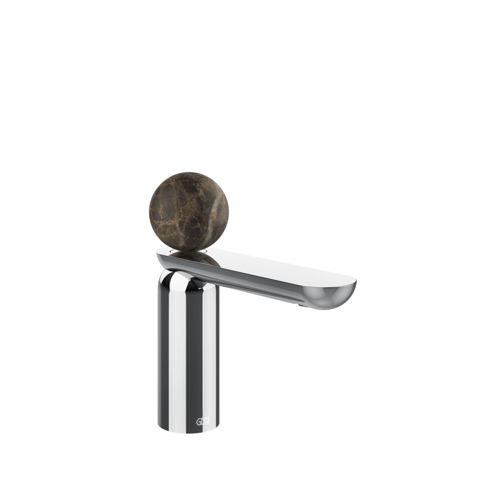 Смеситель для раковины Gessi Perle 74151 низкий с донным клапаном и вентилем из мрамора Emperador Dark ФОТО