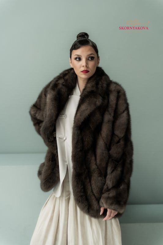 Куртка меховая соболиная. В авторской эксклюзивной раскладке рукав