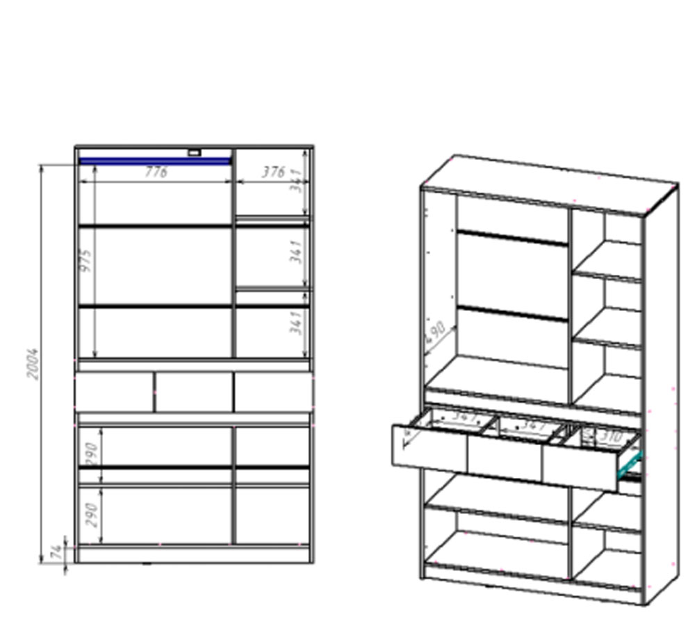 БОСТОН Лайт ШК-003 Шкаф 3-ств. ЛДСП