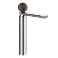 Смеситель для раковины Gessi Perle 74153 высокий с донным клапаном и вентилем из мрамора Emperador Dark схема 6