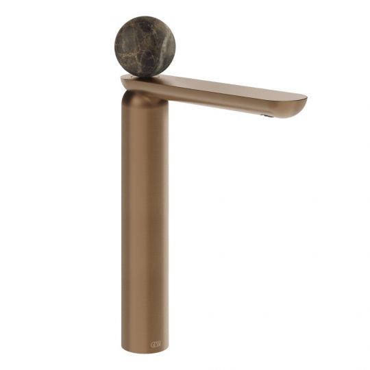 Смеситель для раковины Gessi Perle 74153 высокий с донным клапаном и вентилем из мрамора Emperador Dark схема 7