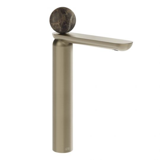Смеситель для раковины Gessi Perle 74153 высокий с донным клапаном и вентилем из мрамора Emperador Dark схема 9