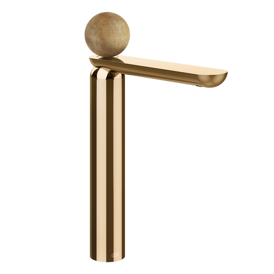 Фото Смеситель для раковины Gessi Perle 74353 высокий с донным клапаном и вентилем из камня Onyx Cola