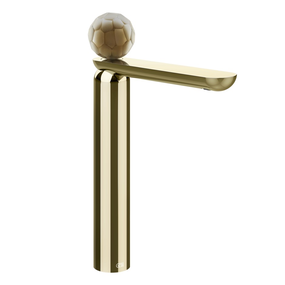 Смеситель для раковины Gessi Perle 74404 высокий без донного клапана с вентилем из из муранского стекла Battuto ФОТО