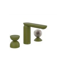 Смеситель для раковины Gessi Perle 74968 без донного клапана с металлическим вентилем-полусферой и вентилем-сферой из муранского стекла Pulegoso схема 13