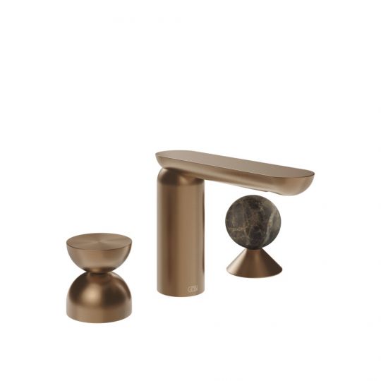 Смеситель для раковины Gessi Perle 74918 без донного клапана с металлическим вентилем-полусферой и вентилем-сферой из мрамора Emperador Dark схема 7