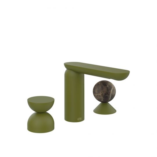 Смеситель для раковины Gessi Perle 74918 без донного клапана с металлическим вентилем-полусферой и вентилем-сферой из мрамора Emperador Dark схема 13