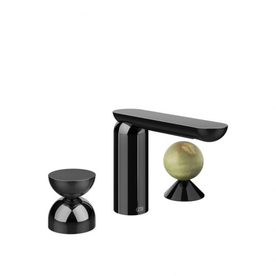 Смеситель для раковины Gessi Perle 74958 без донного клапана с металлическим вентилем-полусферой и вентилем-сферой из камня Onyx Green схема 3 Смеситель для раковины Gessi Perle 74958 без донного клапана с металлическим вентилем-полусферой и вентилем-сферой из камня Onyx Green схема 3